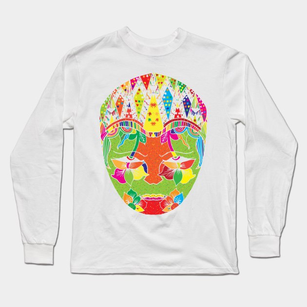 javanese mask decoration Long Sleeve T-Shirt by tebulation